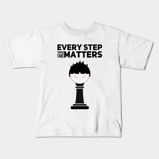 Every Step You Take Matters Boy Self Awareness Kids T-Shirt by Wesolution Studios